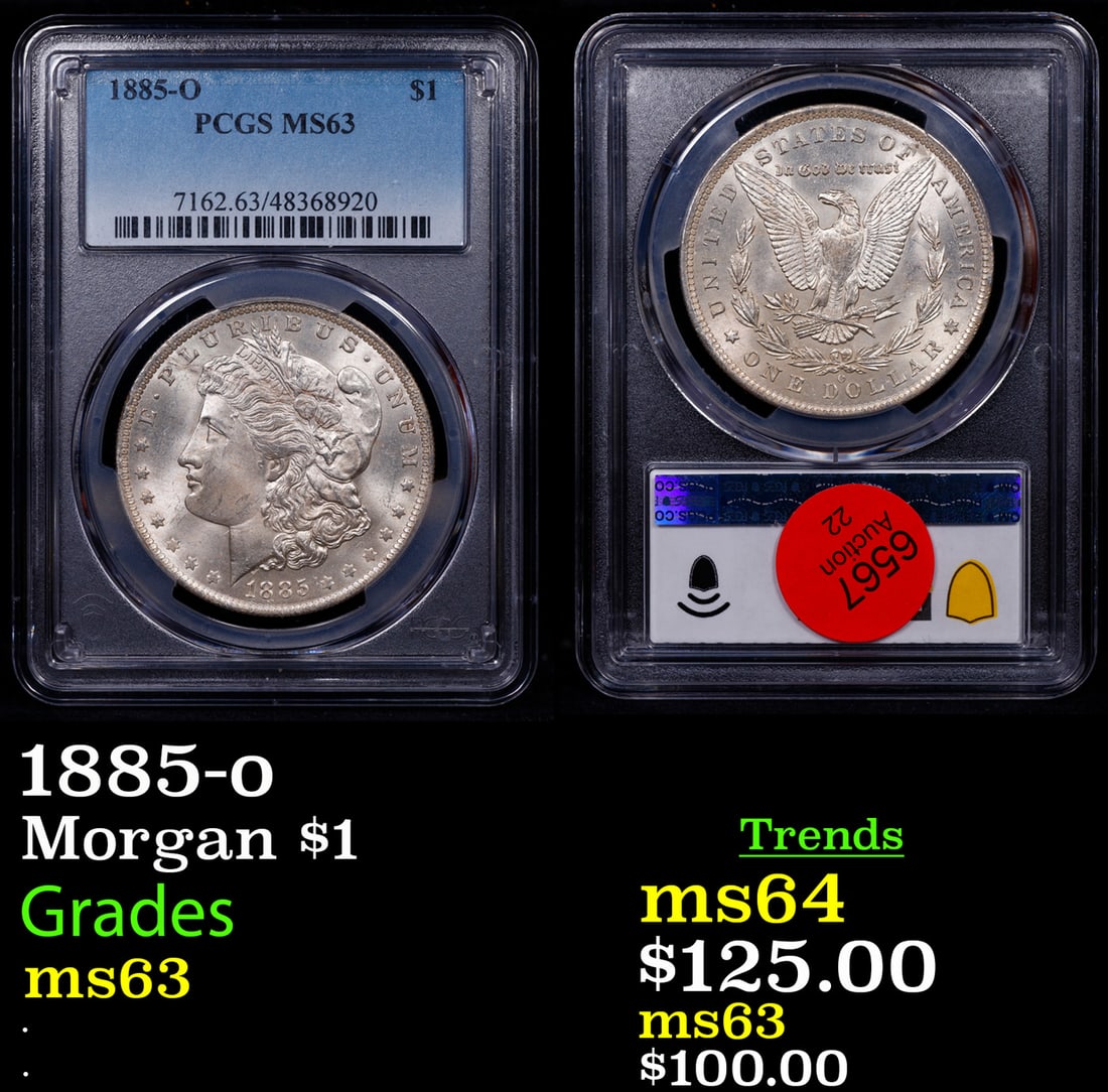 PCGS 1885-o Morgan Dollar $1 Graded ms63 By PCGS (1 of 3)