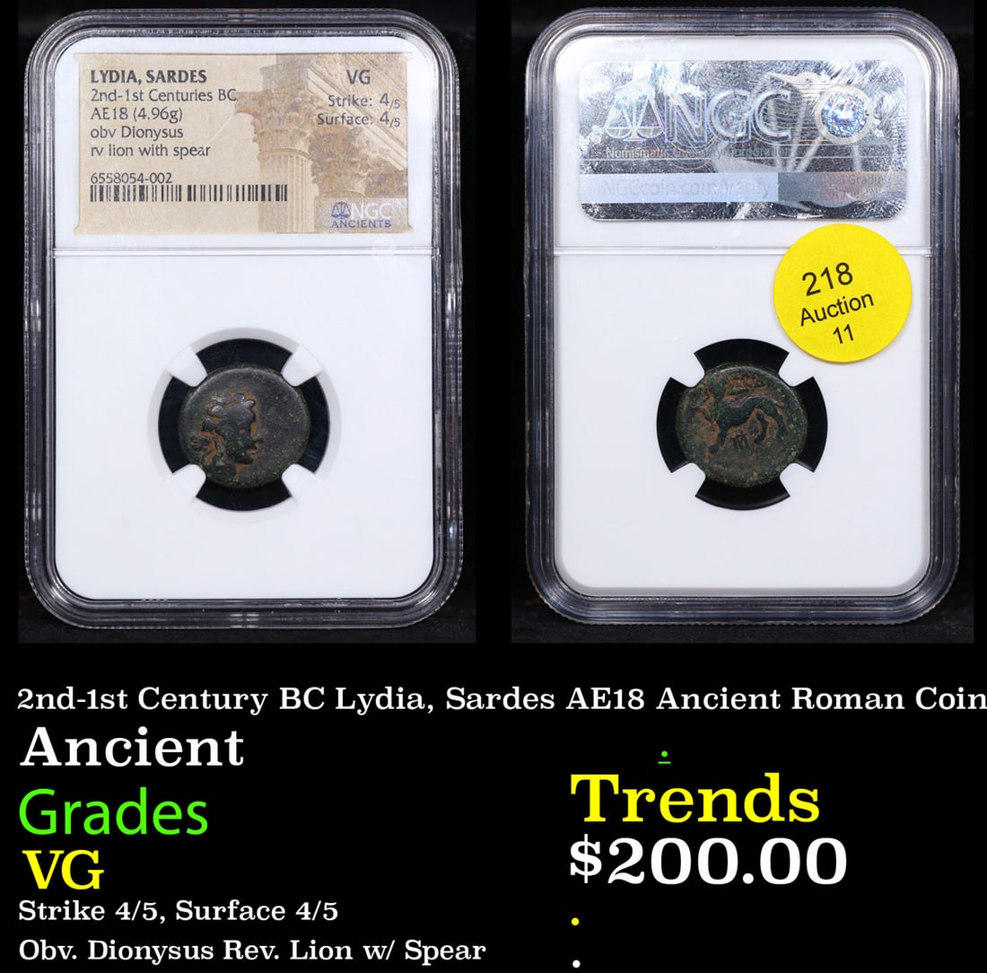 NGC 2nd-1st Century BC Lydia, Sardes AE18 Ancient Roman Coin Ancient Graded VG By NGC (1 of 3)