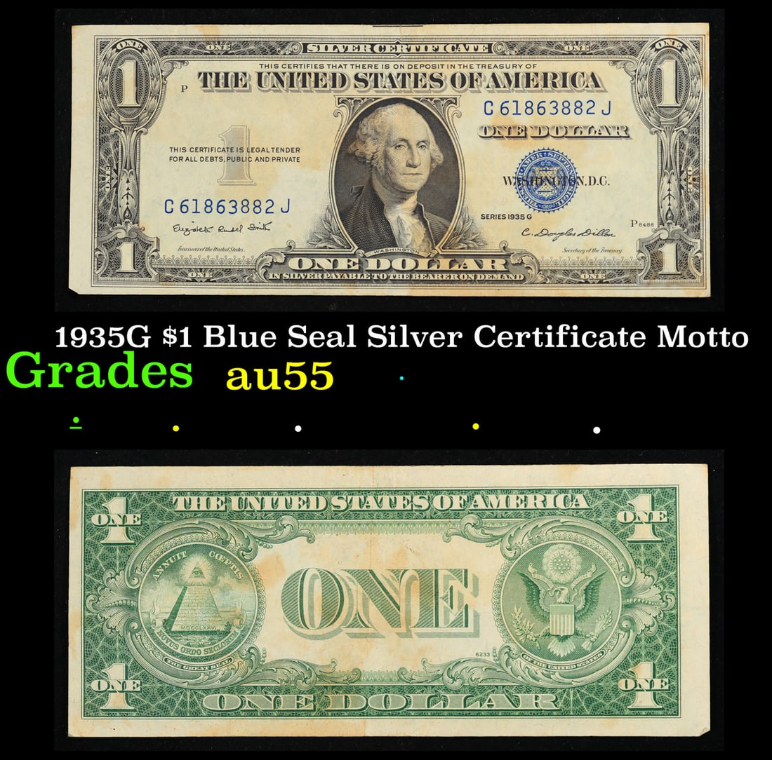 1935G $1 Blue Seal Silver Certificate Grades Choice AU Motto (1 of 3)