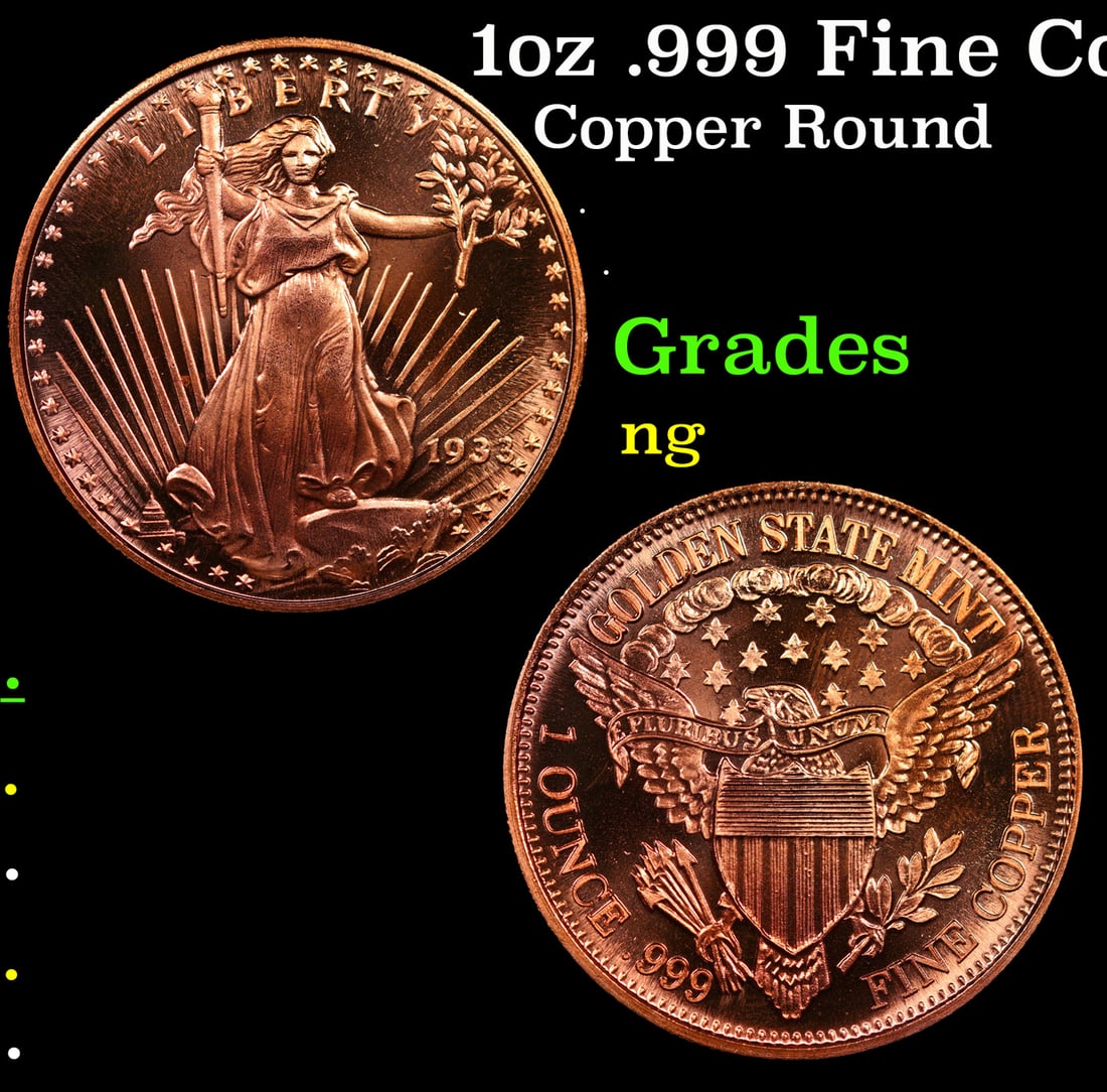 1oz .999 Fine Copper Bullion Round - Saint-Gaudens / Double Eagle Style (1 of 3)