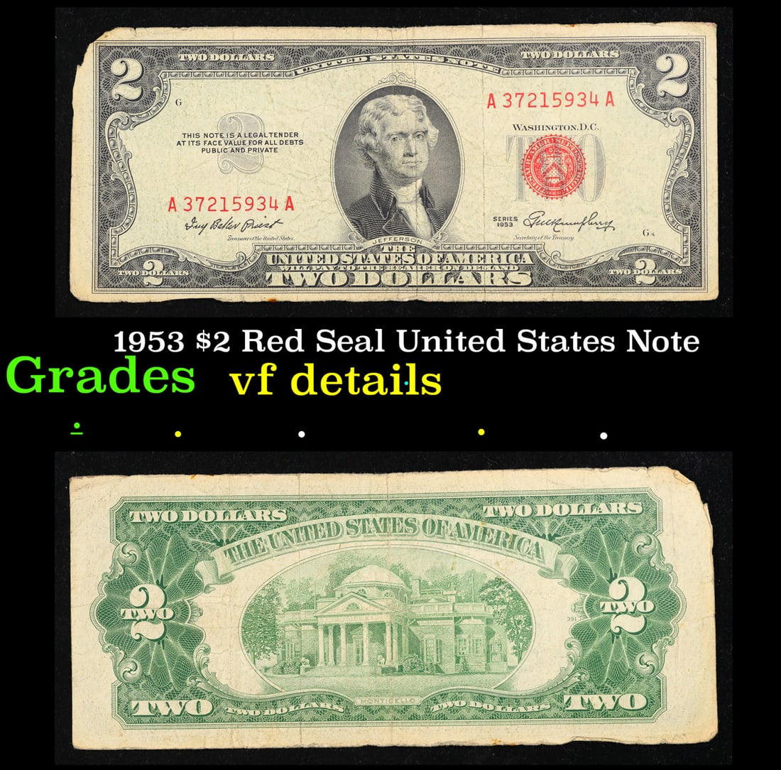 1953 $2 Red Seal United States Note Grades vf details (1 of 3)