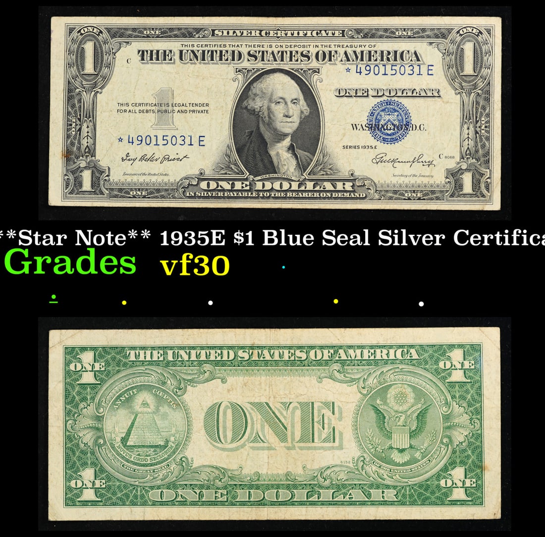 **Star Note** 1935E $1 Blue Seal Silver Certificate Grades vf++ (1 of 3)