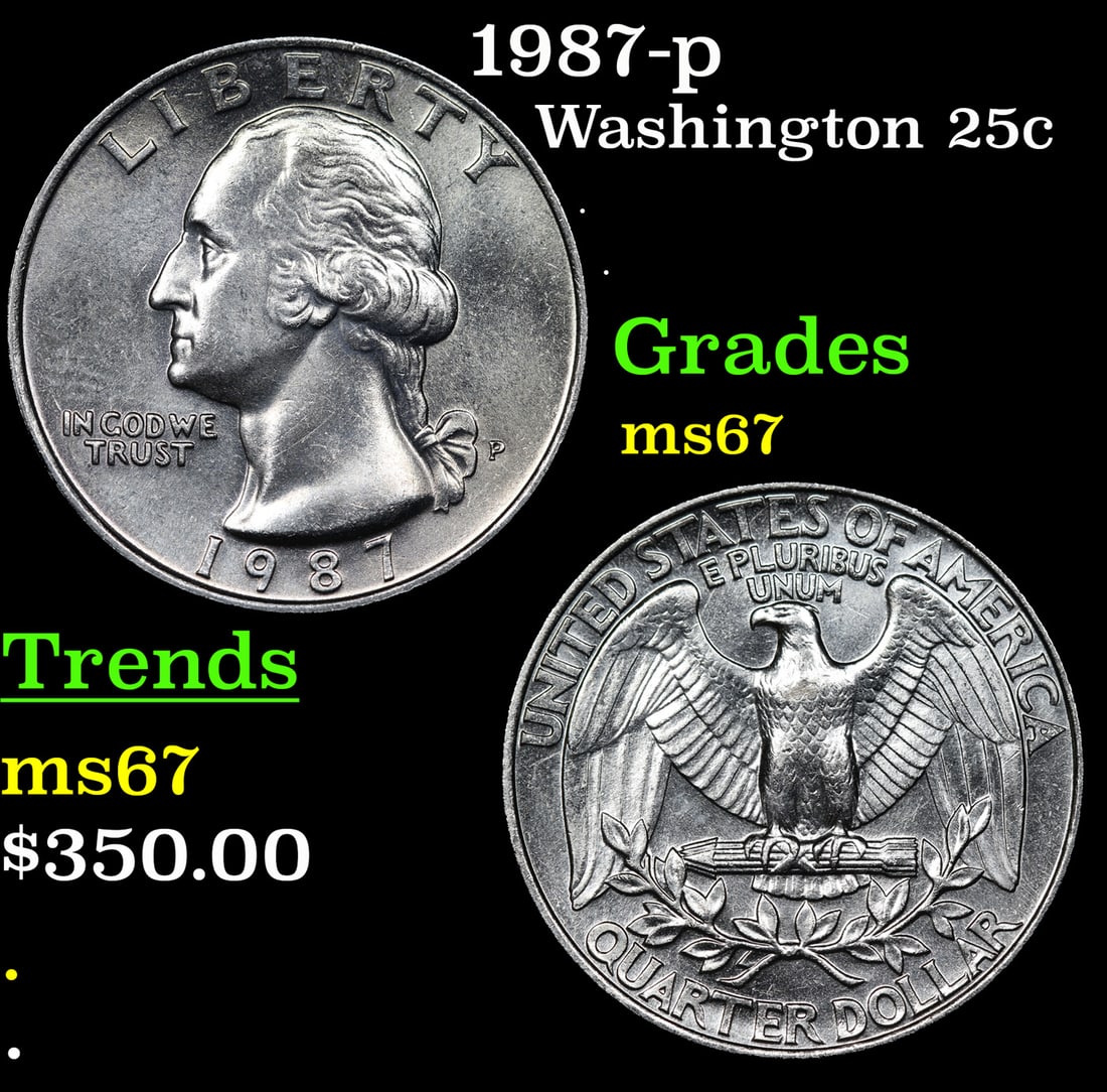 1987-p Washington Quarter 25c Grades GEM++ Unc (1 of 3)