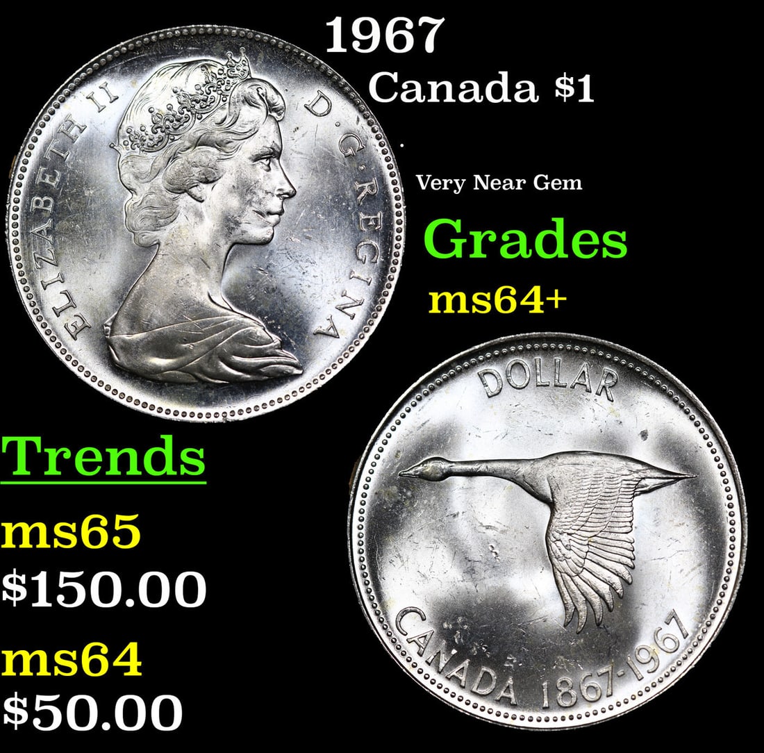 1967 Canada Dollar 1 Grades Choice+ Unc (1 of 3)