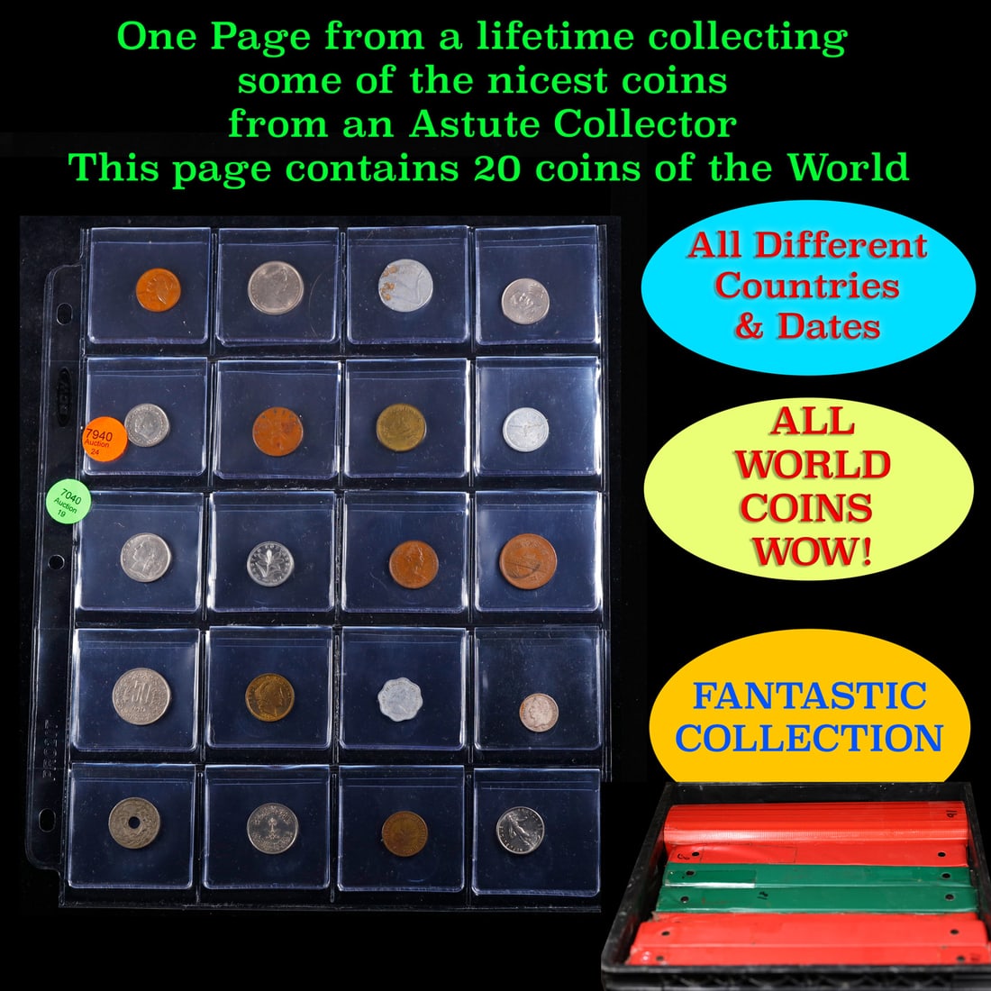 20 Great Coins of the World, hand selected, many trend high, every lot guaranteed to contain Silver.: 20 Great Coins of the World, hand selected, many trend high, every lot guaranteed to contain Silver.. We have received a huge collection of over 10 thousand US coins in flips, 2x2 holders, and 20 coin