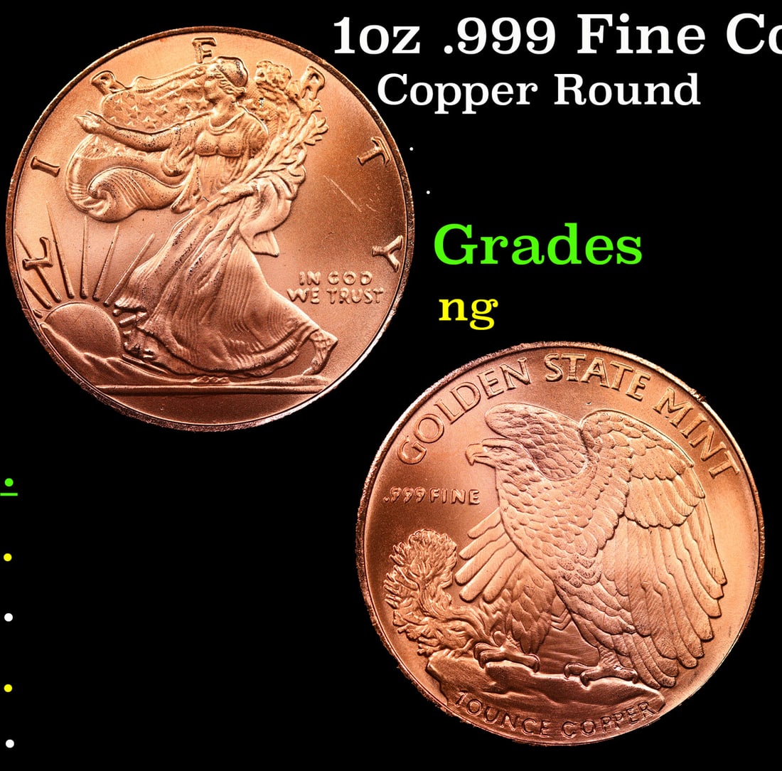 1oz .999 Fine Copper Bullion Round - Walking Liberty Style: 1oz .999 Fine Copper Bullion Round - Walking Liberty Style.