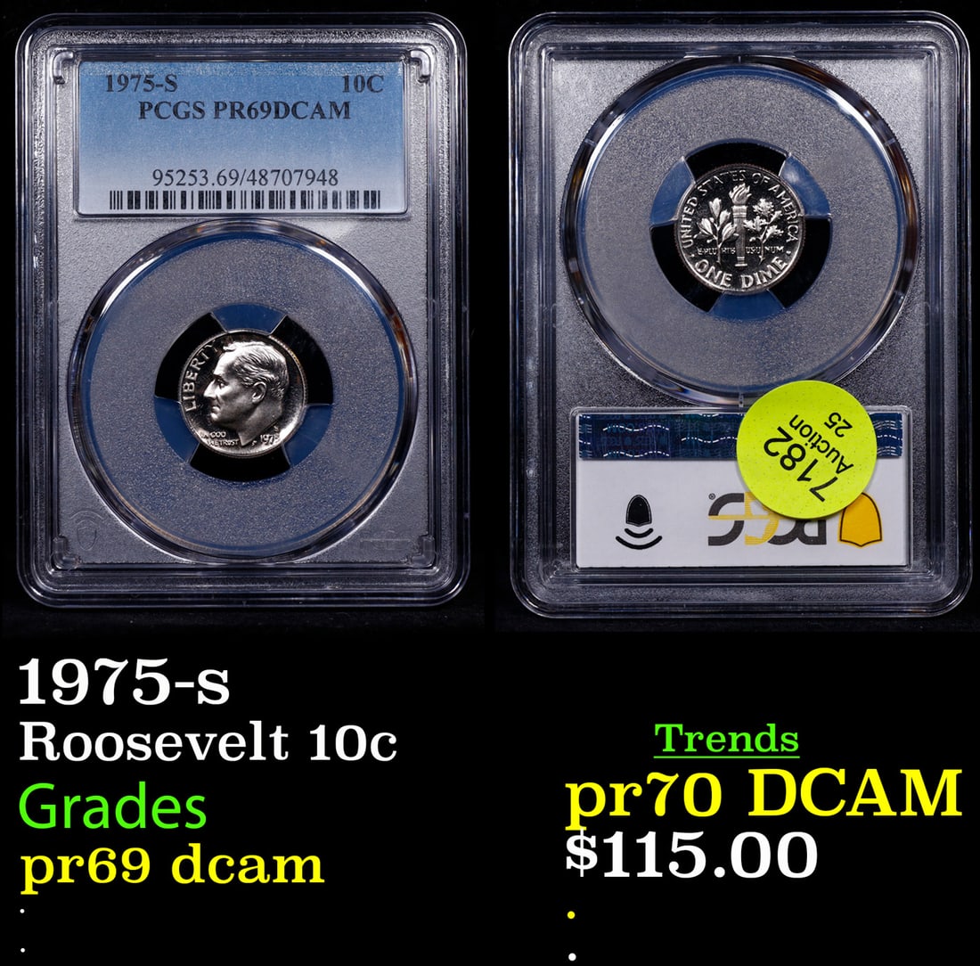 Proof PCGS 1975-s Roosevelt Dime 10c Graded pr69 dcam By PCGS (1 of 3)