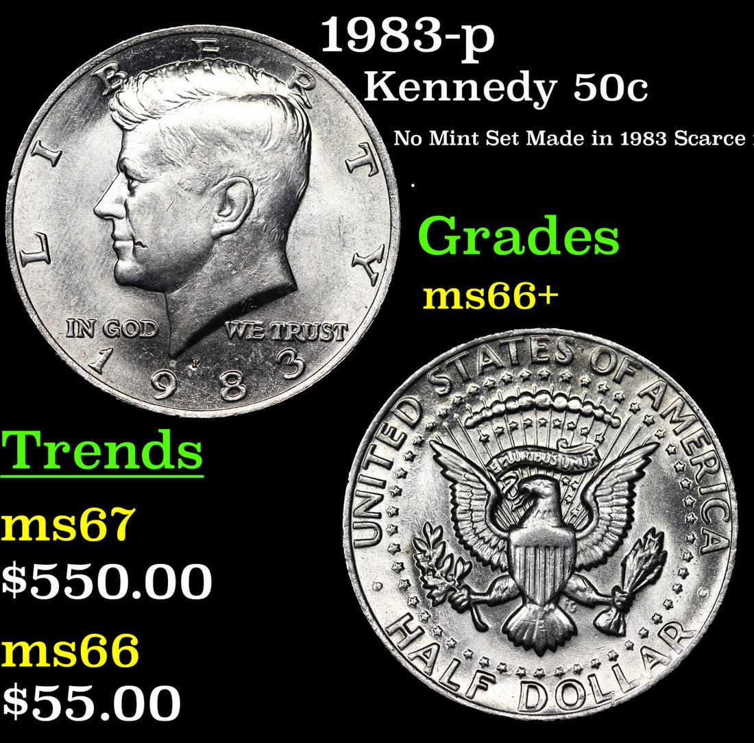 1983-p Kennedy Half Dollar 50c Grades GEM++ Unc (1 of 3)