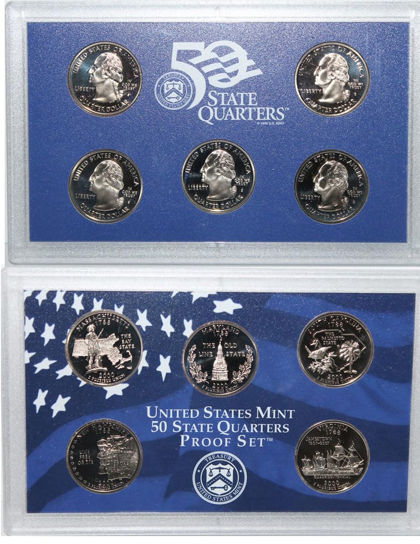 2000 United States Mint Proof Quarter Set 5 pc set No Outer Box (1 of 1)