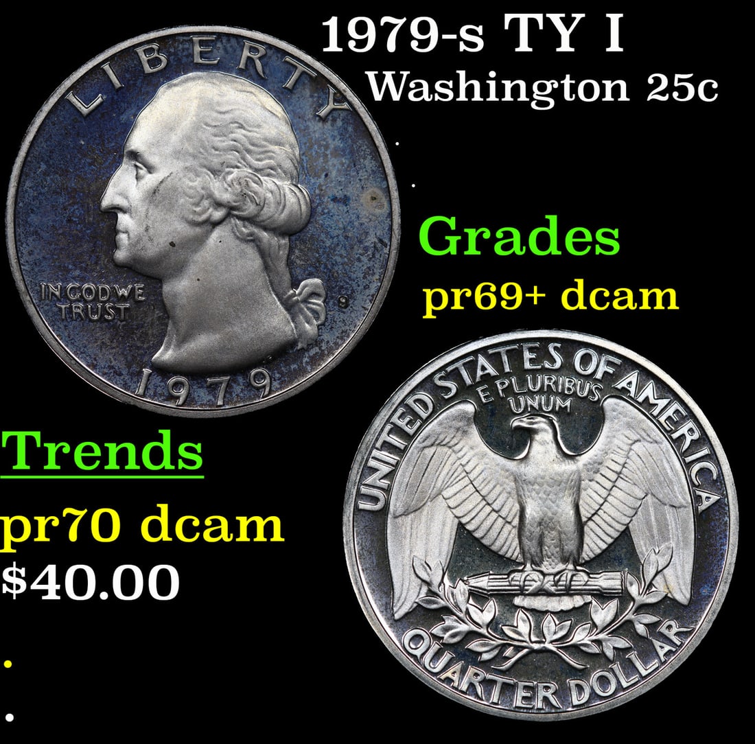 Proof 1979-s TY I Washington Quarter 25c Grades GEM++ Proof Deep Cameo (1 of 3)