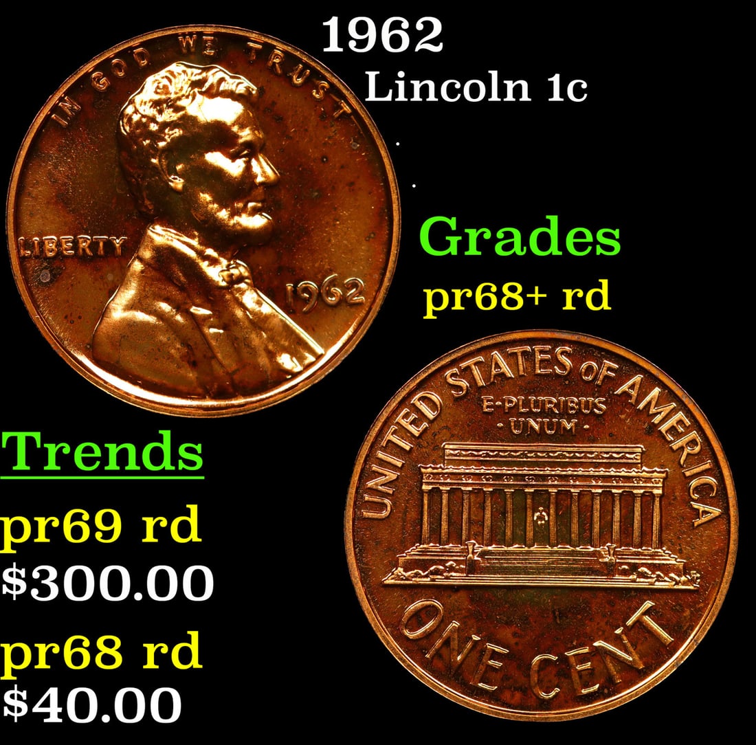 Proof 1962 Lincoln Cent 1c Grades Gem++ Proof Red (1 of 3)