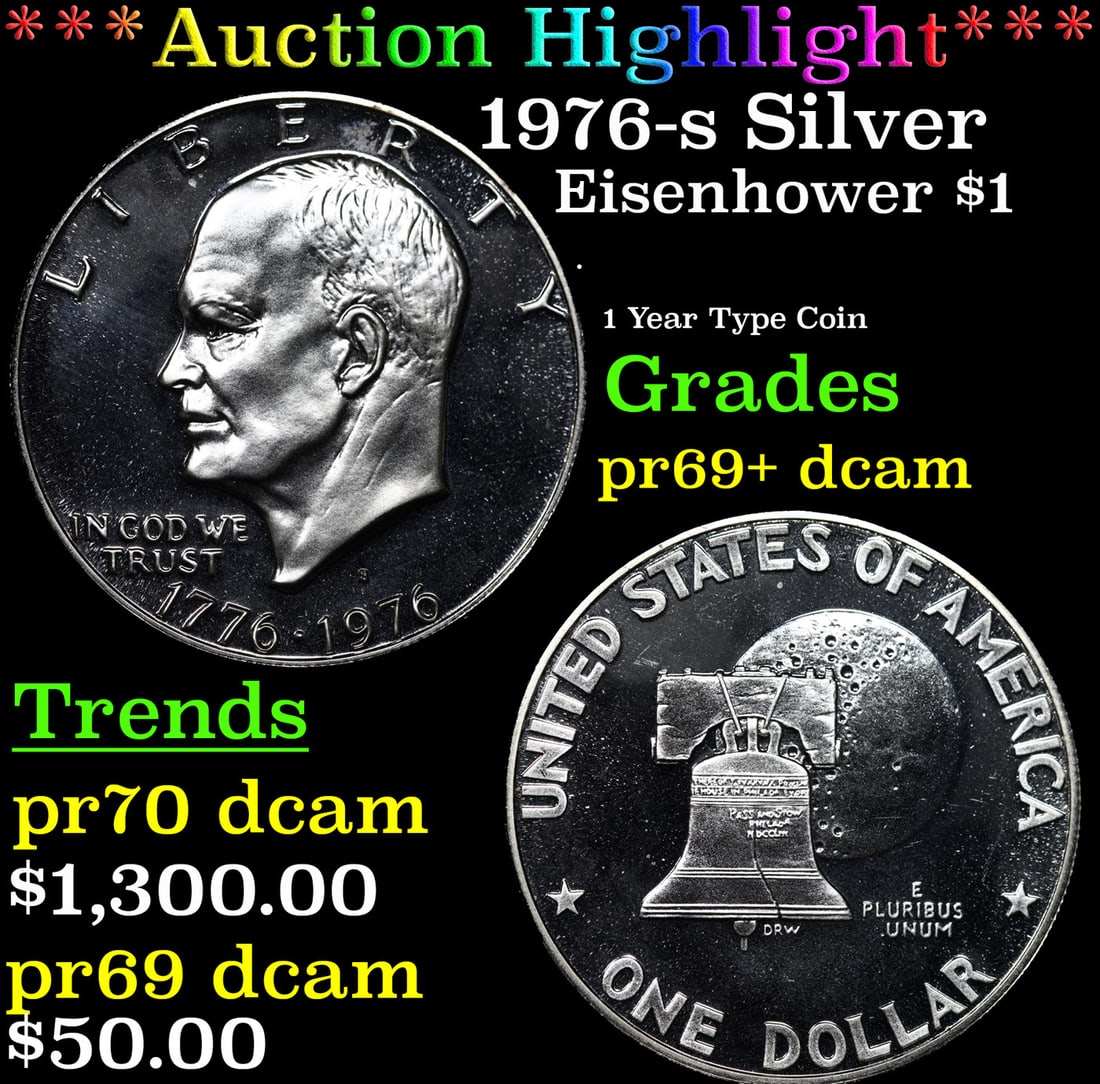 Proof ***Auction Highlight*** 1976-s Silver Eisenhower Dollar 1 Graded pr70 DCAM BY SEGS (fc) (1 of 3)