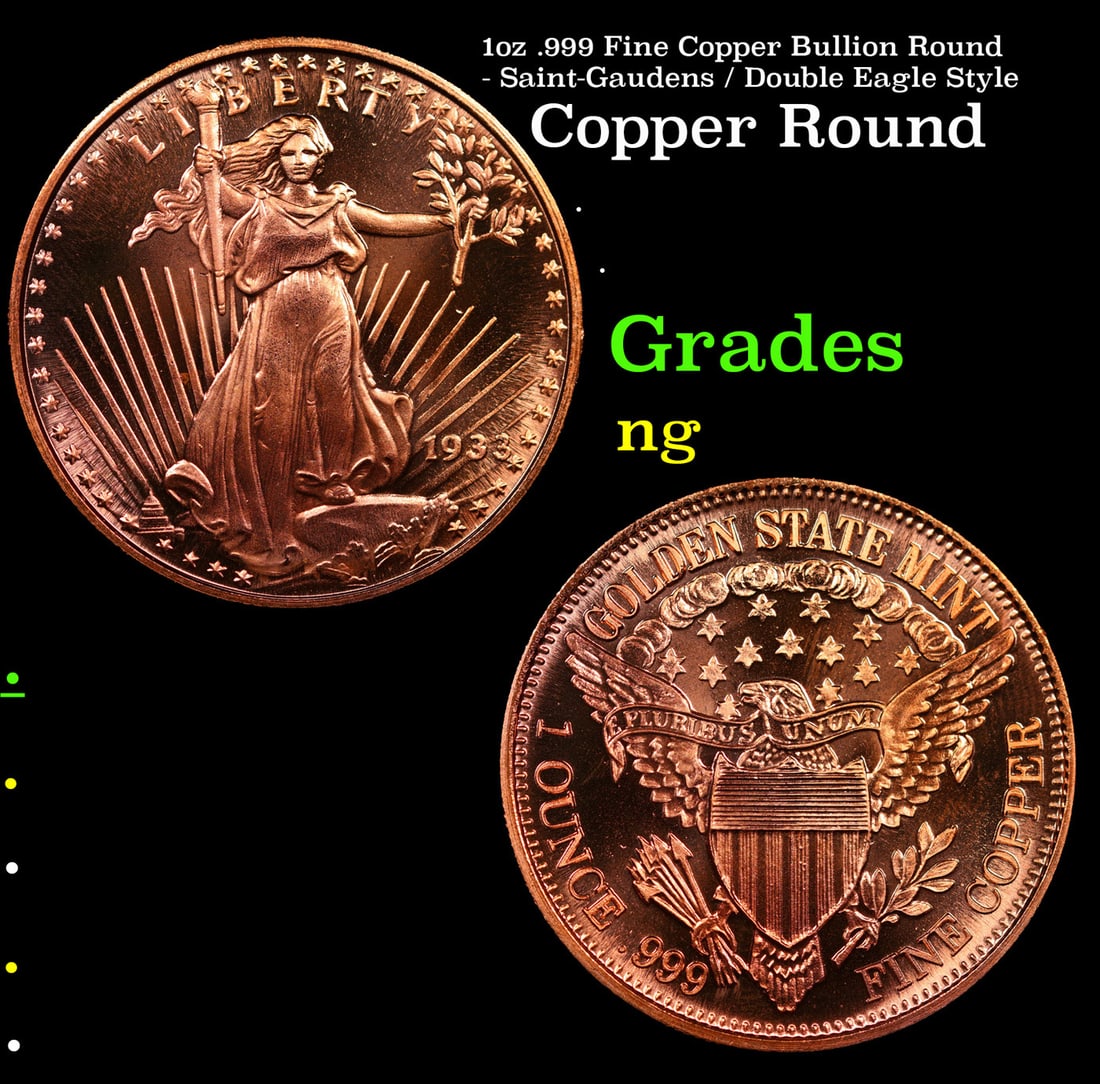 1oz .999 Fine Copper Bullion Round - Saint-Gaudens / Double Eagle Style (1 of 3)