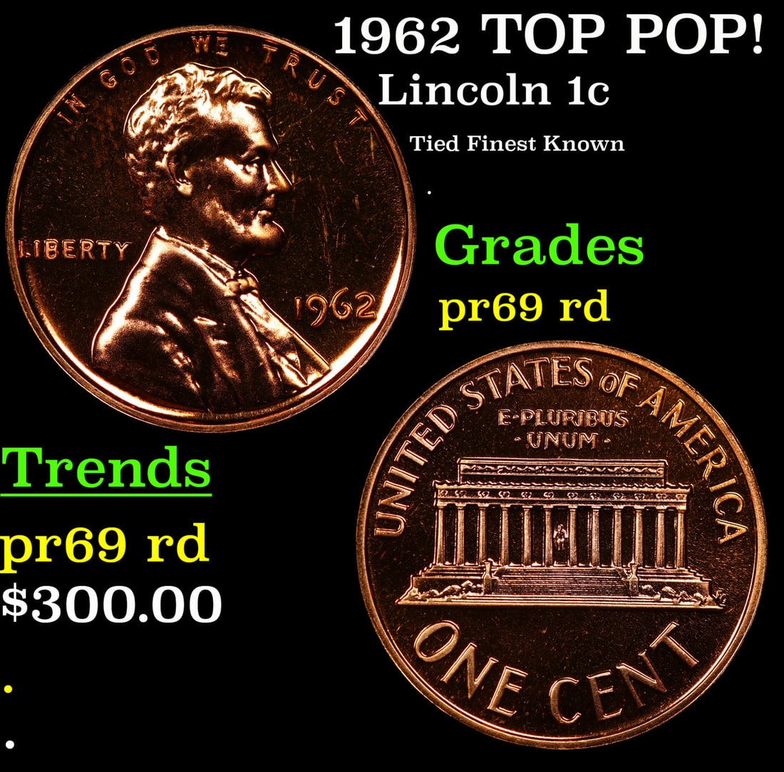 Proof 1962 Lincoln Cent TOP POP! 1c Graded pr69 rd By USCG (1 of 3)