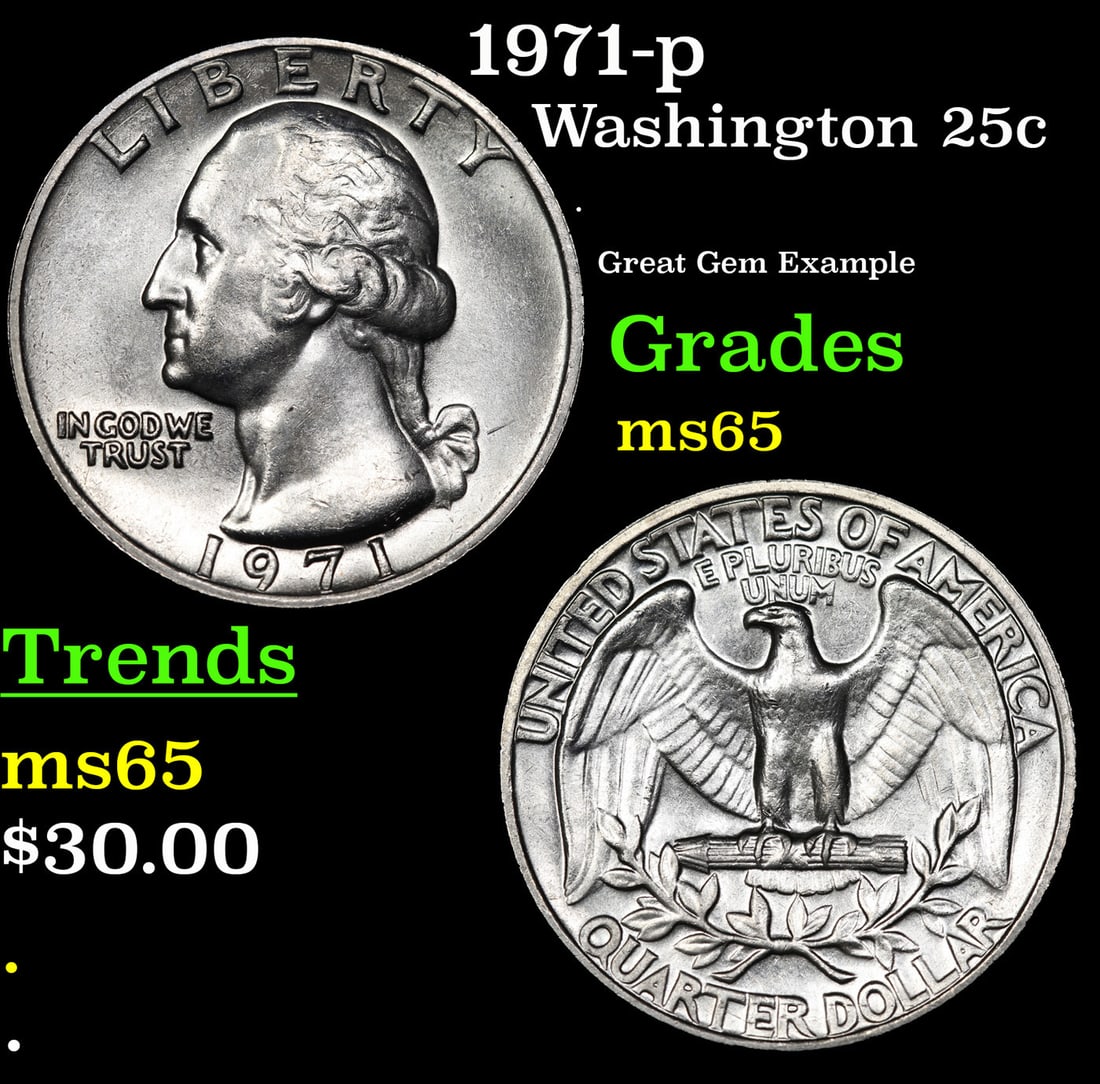 1971-p Washington Quarter 25c Grades GEM Unc (1 of 3)