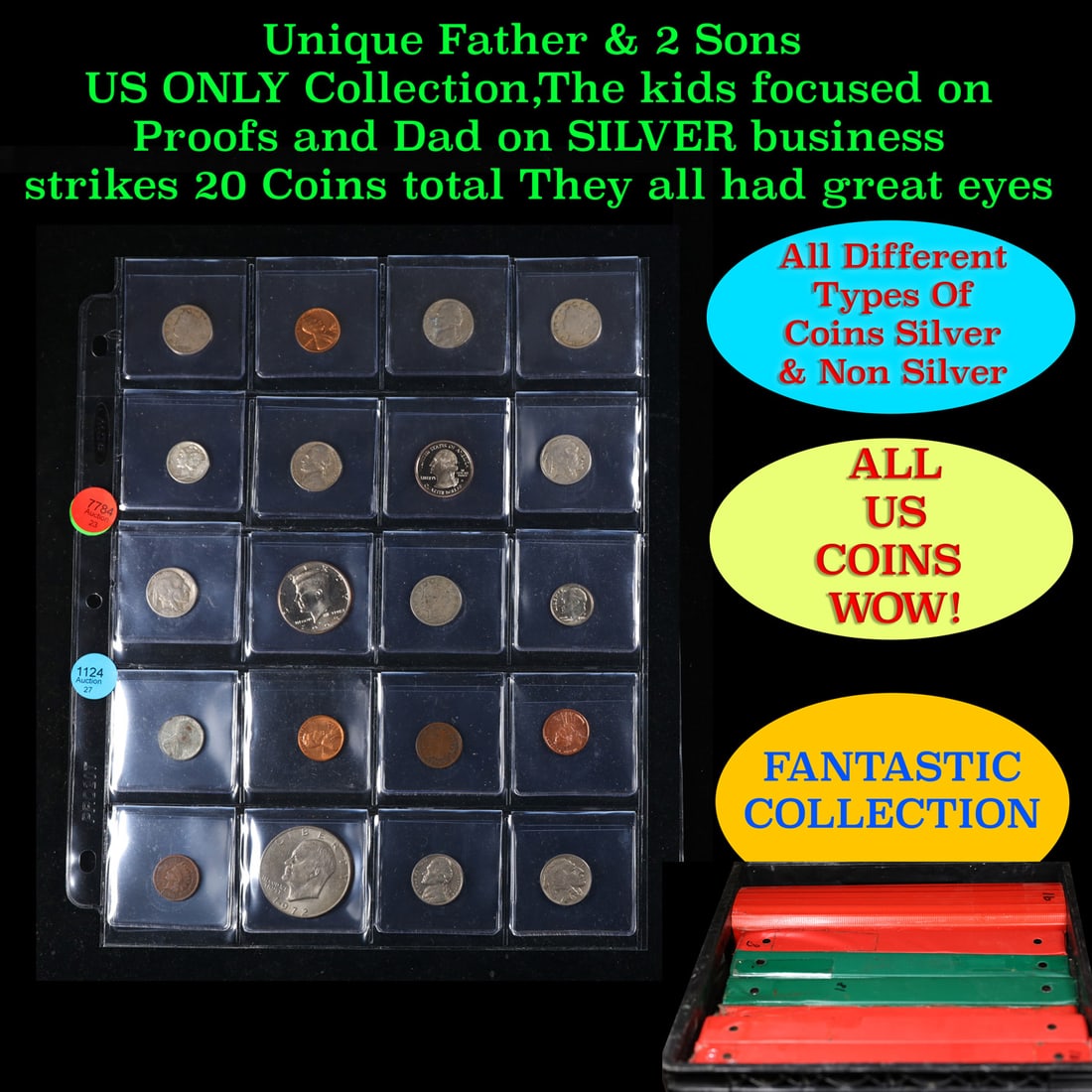 Unique Father & 2 Sons US ONLY Collection,The kids focused on Proofs and Dad on SILVER business: Unique Father & 2 Sons US ONLY Collection,The kids focused on Proofs and Dad on SILVER business strikes 20 Coins total They all had great eyes. We have received a huge collection of over 10 thousand U