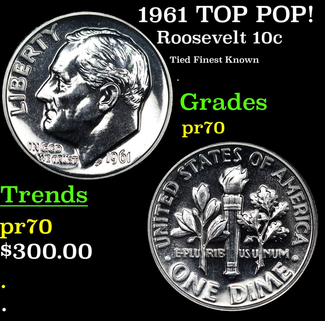 Proof 1961 Roosevelt Dime TOP POP! 10c Graded pr70 BY SEGS (1 of 3)