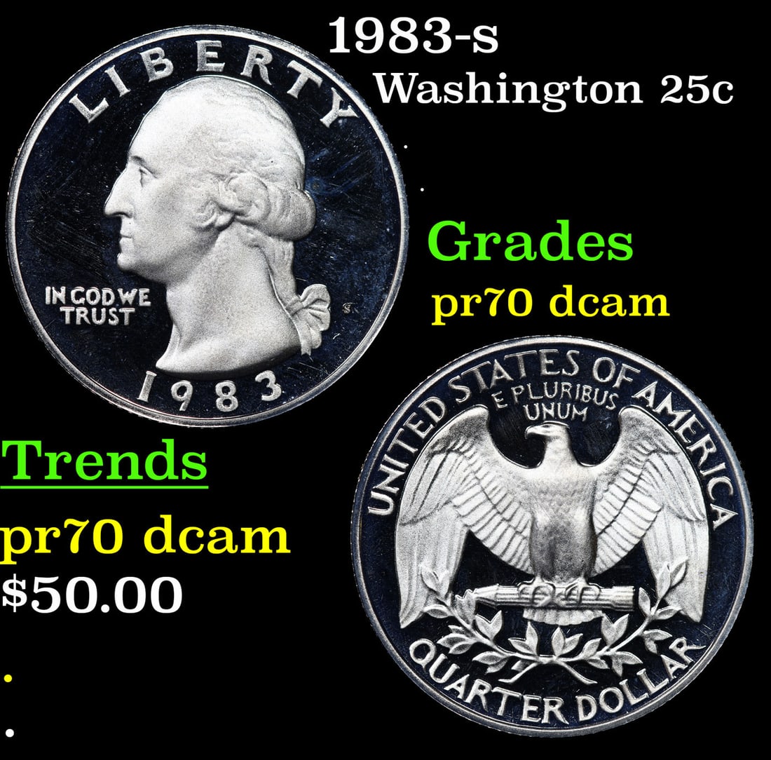 Proof 1983-s Washington Quarter 25c Grades GEM++ Proof Deep Cameo (1 of 3)