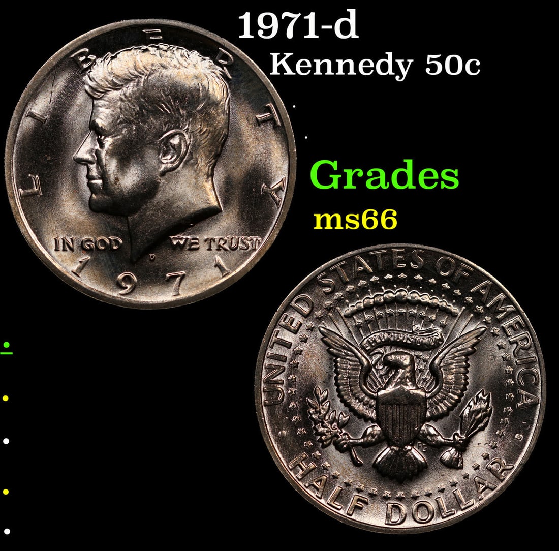 1971-d Kennedy Half Dollar 50c Grades GEM+ Unc (1 of 3)