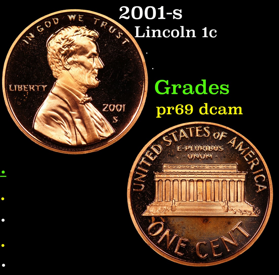 Proof 2001-s Lincoln Cent 1c Grades GEM++ Proof Deep Cameo: 2001-s Lincoln Cent 1c Grades GEM++ Proof Deep Cameo.