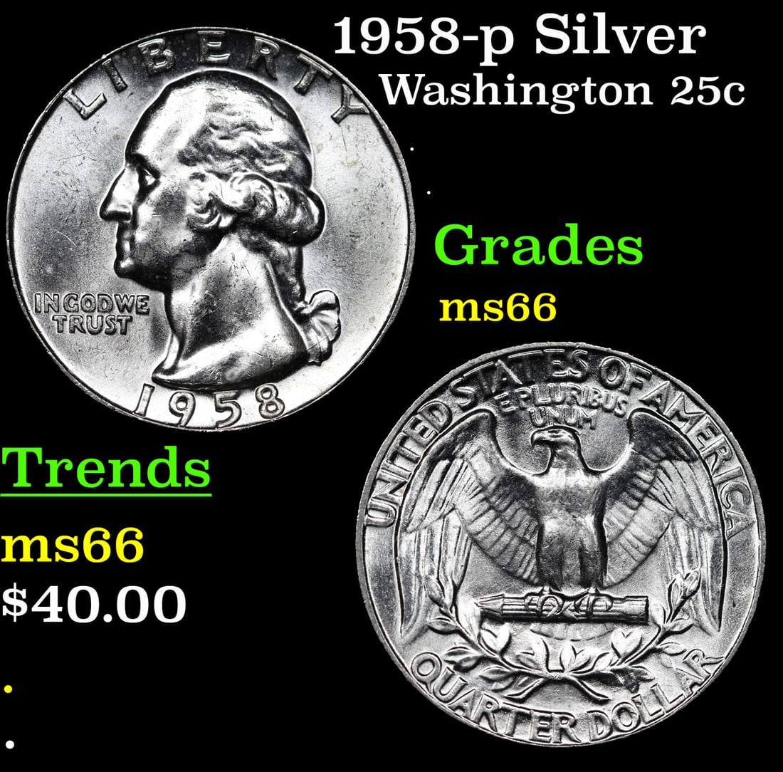 1958-p Washington Quarter Silver 25c Grades GEM+ Unc (1 of 3)