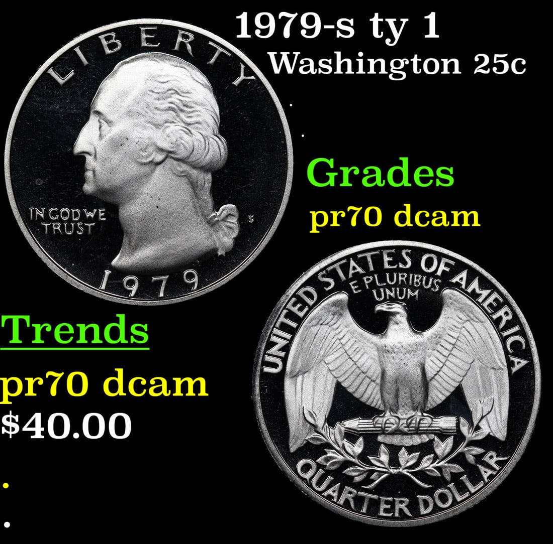 Proof 1979-s ty 1 Washington Quarter 25c Grades GEM++ Proof Deep Cameo (1 of 3)