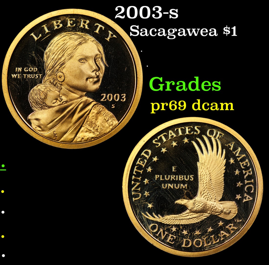 Proof 2003-s Sacagawea Dollar $1 Grades GEM++ Proof Deep Cameo (1 of 3)