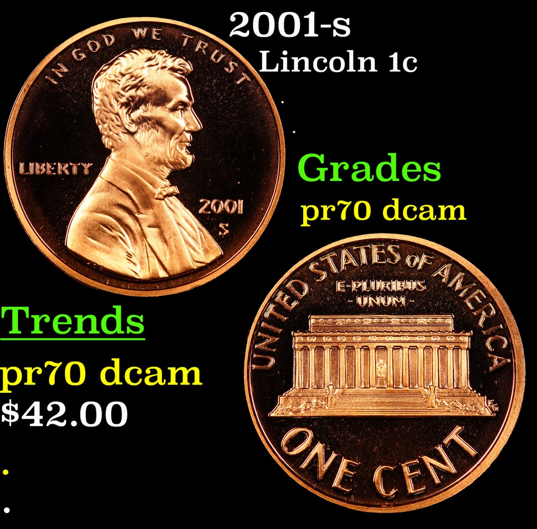 Proof 2001-s Lincoln Cent 1c Grades GEM++ Proof Deep Cameo: 2001-s Lincoln Cent 1c Grades GEM++ Proof Deep Cameo.