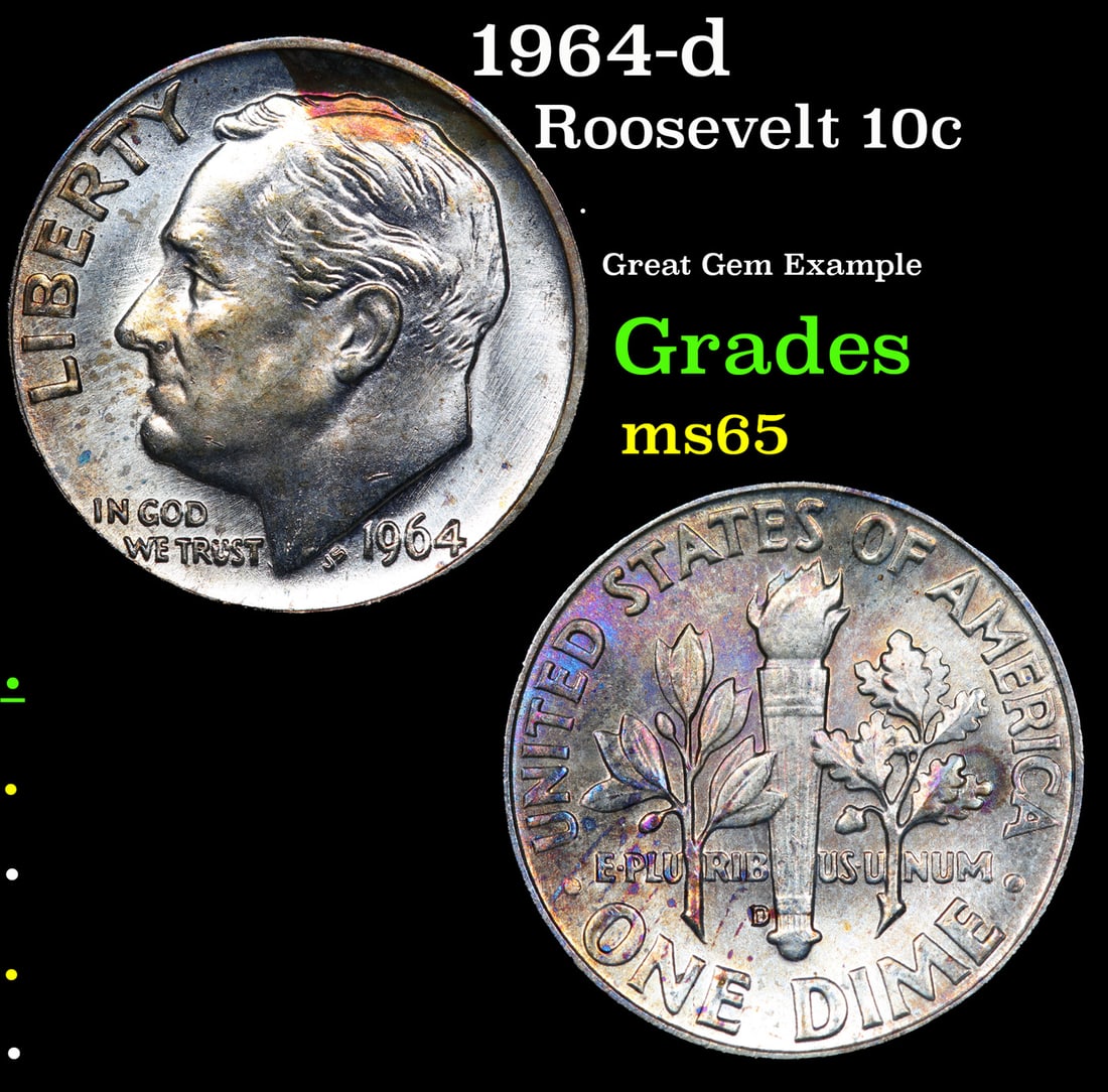 1964-d Roosevelt Dime 10c Grades GEM Unc (1 of 3)