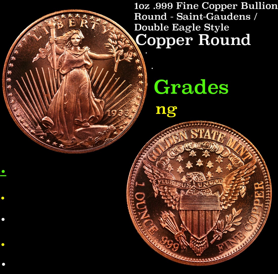 1oz .999 Fine Copper Bullion Round - Saint-Gaudens / Double Eagle Style (1 of 3)