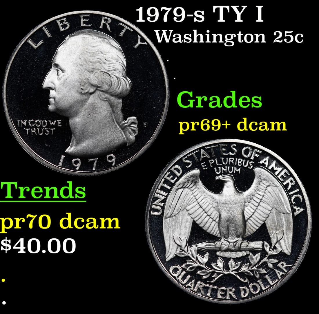 Proof 1979-s TY I Washington Quarter 25c Grades GEM++ Proof Deep Cameo (1 of 3)