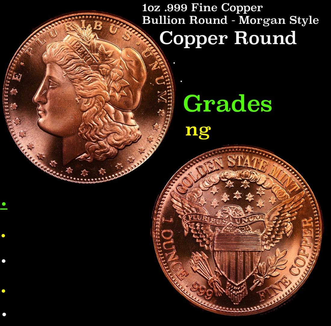 1oz .999 Fine Copper Bullion Round - Morgan Style (1 of 3)
