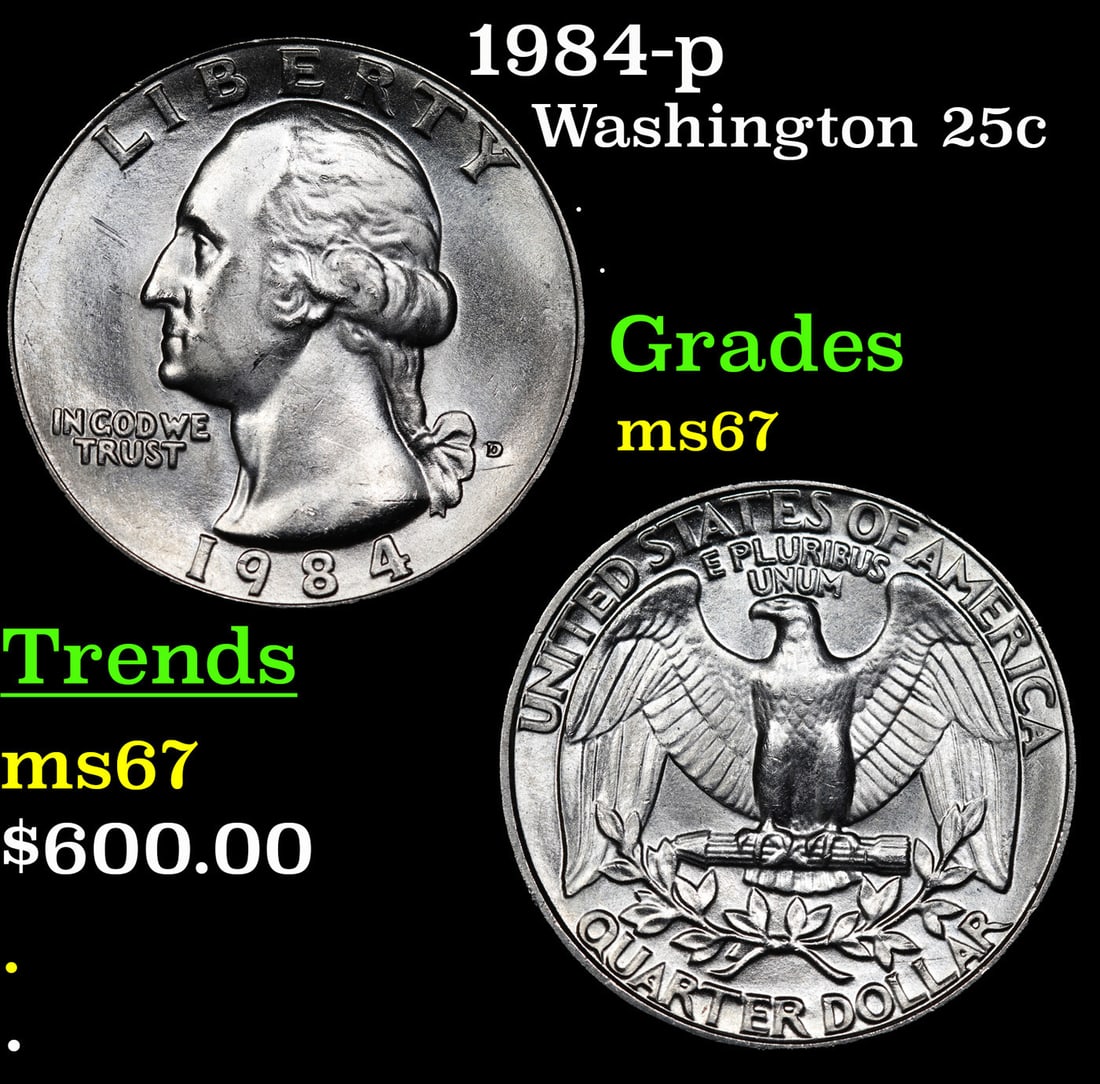 1984-p Washington Quarter 25c Grades GEM++ Unc (1 of 3)