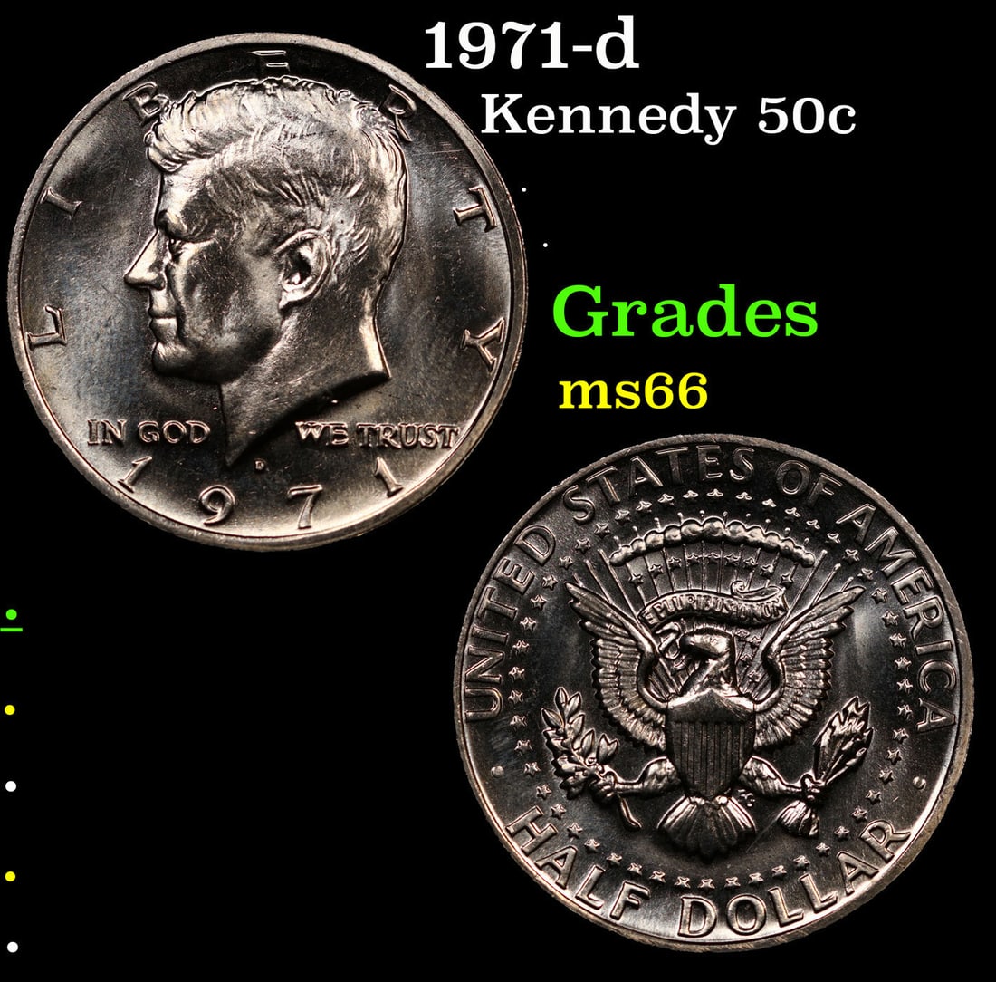 1971-d Kennedy Half Dollar 50c Grades GEM+ Unc (1 of 3)