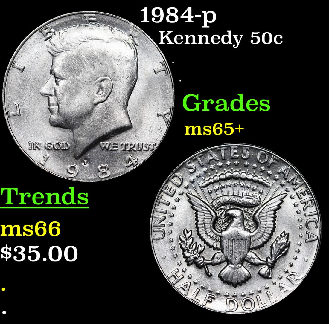 1984-p Kennedy Half Dollar 50c Grades GEM+ Unc (1 of 3)