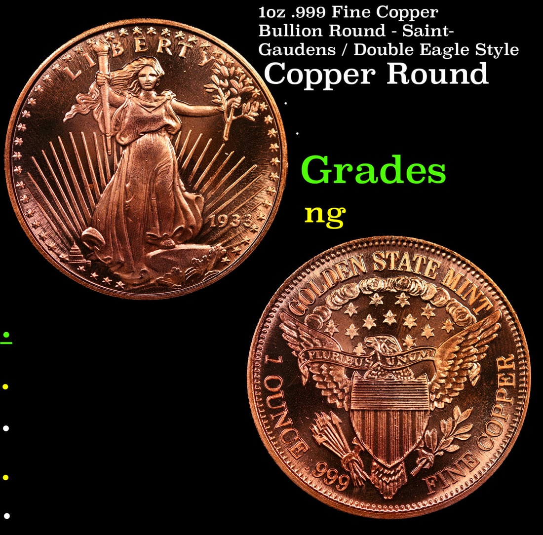 1oz .999 Fine Copper Bullion Round - Saint-Gaudens / Double Eagle Style (1 of 3)