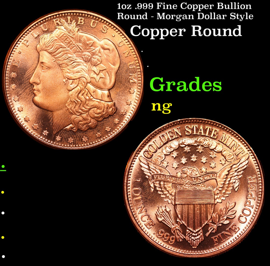 1oz .999 Fine Copper Bullion Round - Morgan Dollar Style (1 of 3)