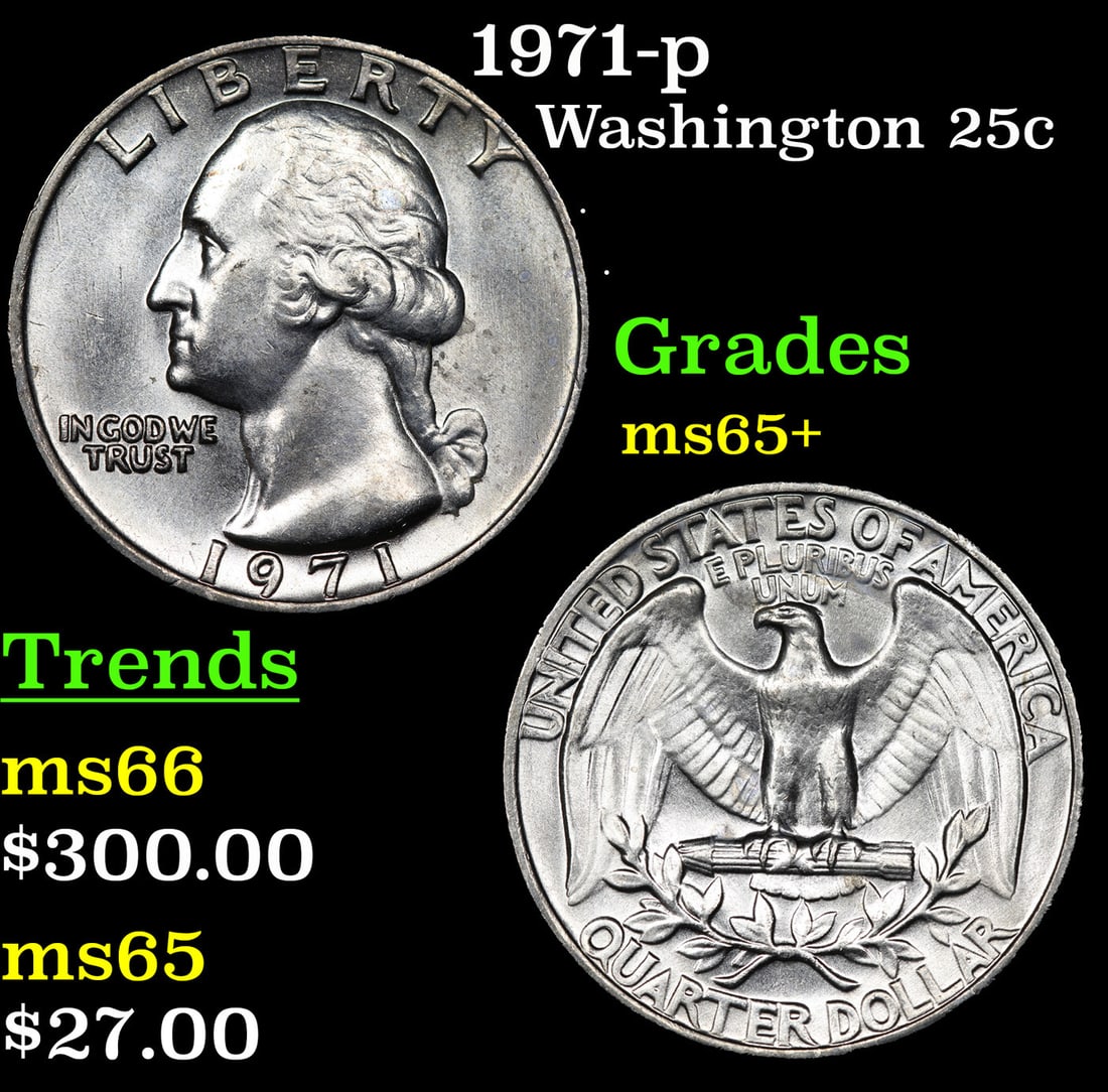 1971-p Washington Quarter 25c Grades GEM+ Unc (1 of 3)