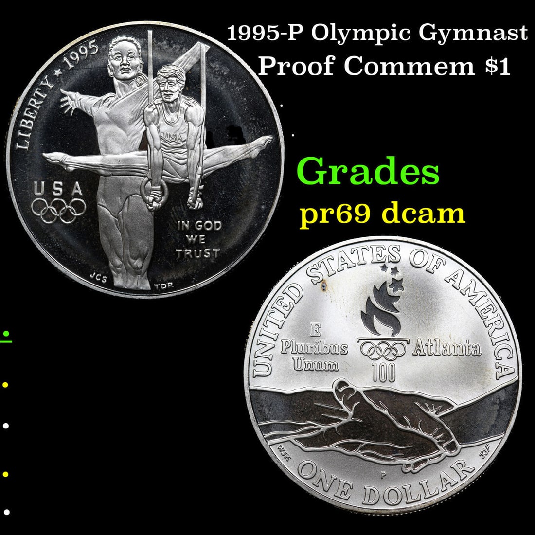 Proof 1995-P Olympic Gymnast Modern Commem Dollar 1 Grades GEM++ Proof Deep Cameo (1 of 3)
