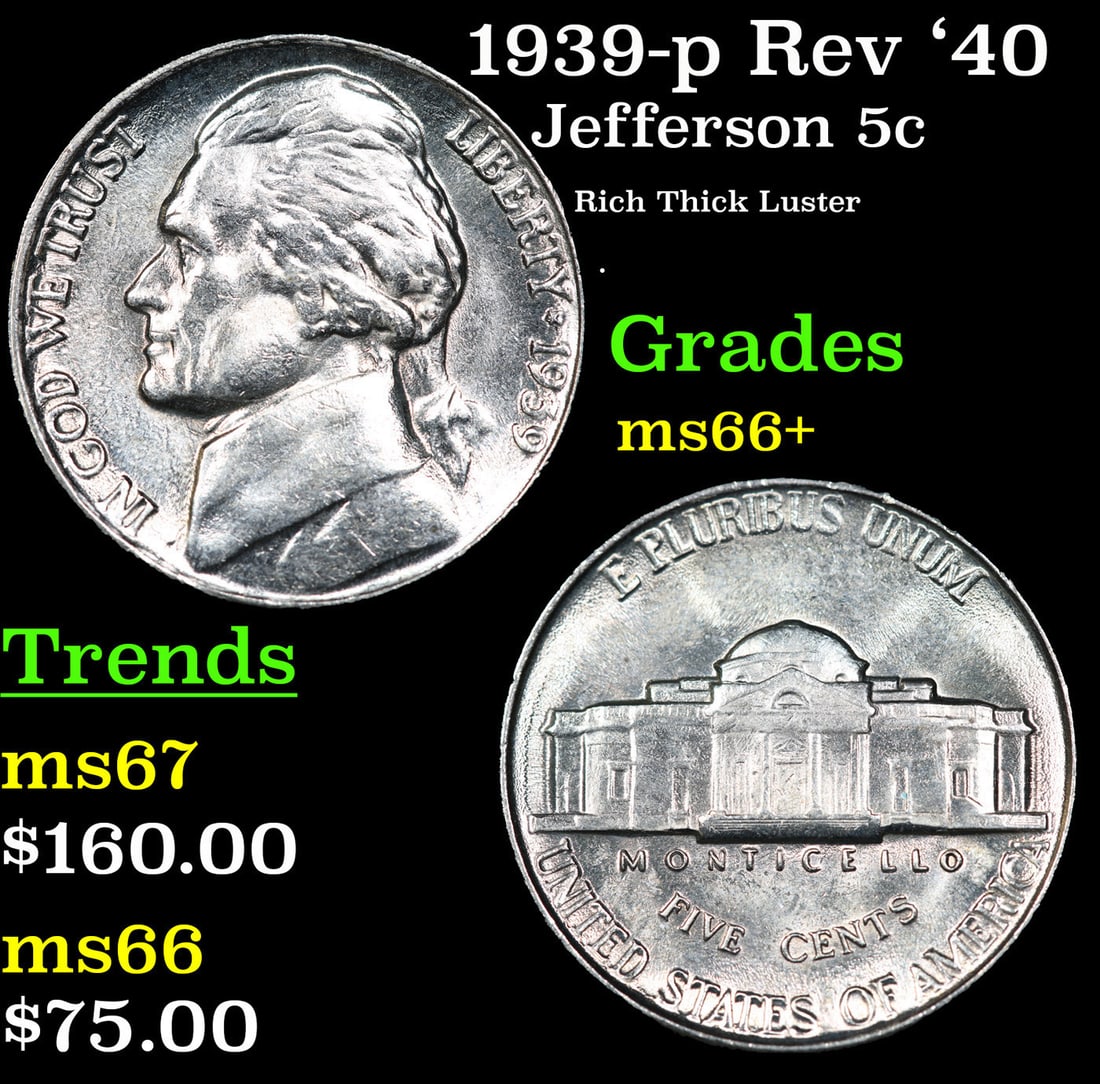 1939-p Rev '40 Jefferson Nickel 5c Grades GEM++ Unc (1 of 3)