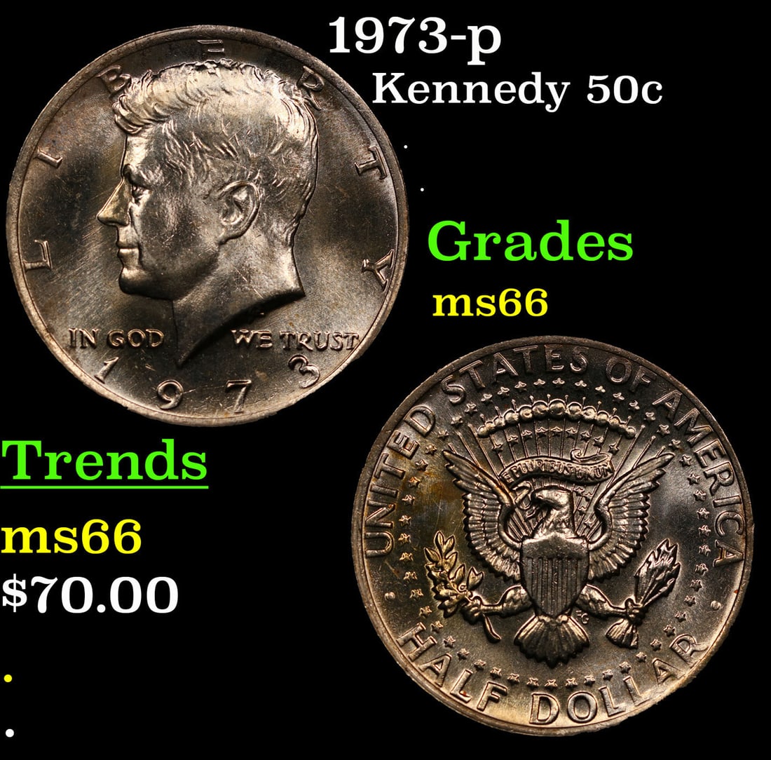 1973-p Kennedy Half Dollar 50c Grades GEM+ Unc (1 of 3)