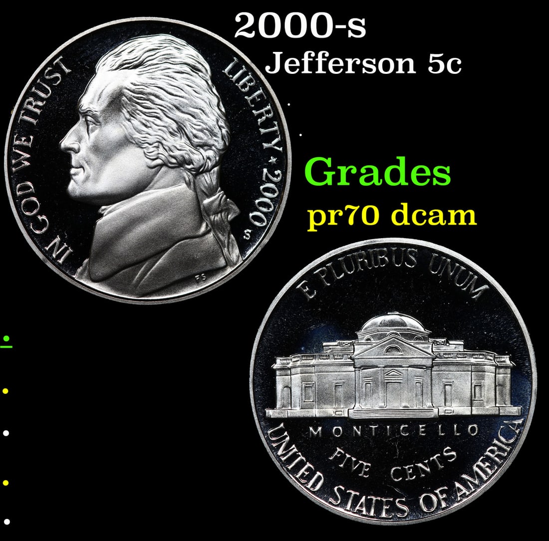 2000-s Proof Jefferson Nickel 5c Grades GEM++ Proof Deep Cameo (1 of 3)