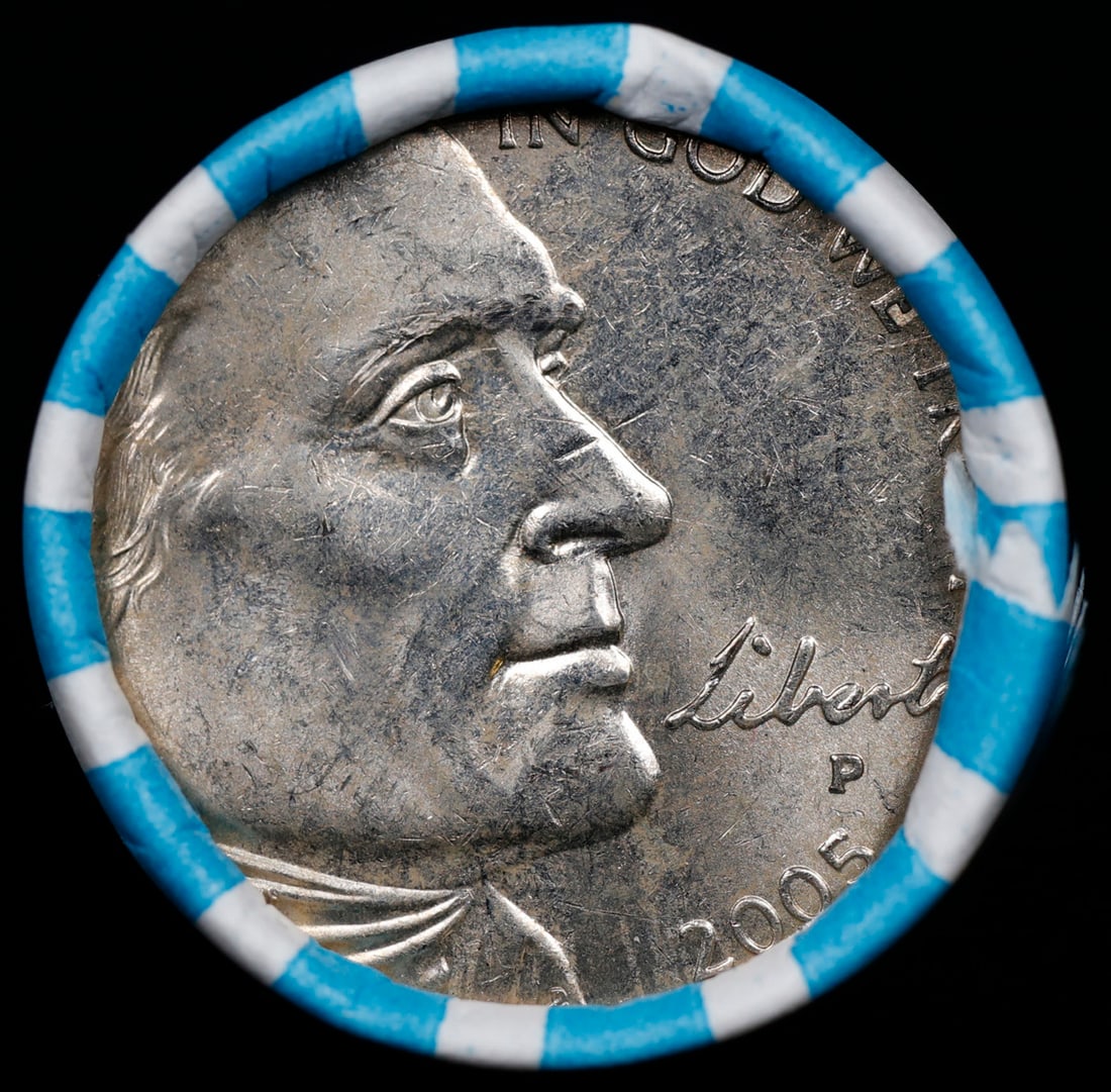 BU Shotgun Jefferson 5c roll, 2005-p Ocean 40 pcs Bank $2 Nickel Wrapper: BU Shotgun Jefferson 5c roll, 2005-p Ocean 40 pcs Bank $2 Nickel Wrapper.