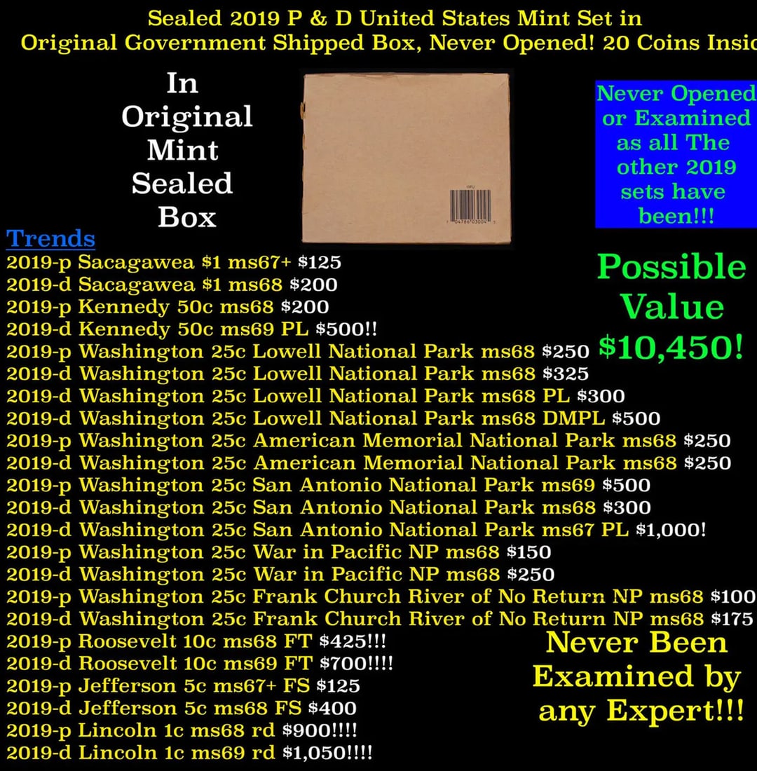 Sealed 2019 United States Mint Set in Original Government Shipped Box, Never Opened! 20 Coins (1 of 3)