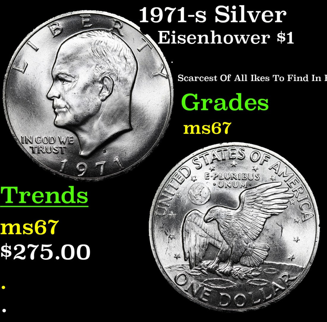 1971-s Silver Eisenhower Dollar $1 Grades GEM++ Unc (1 of 3)
