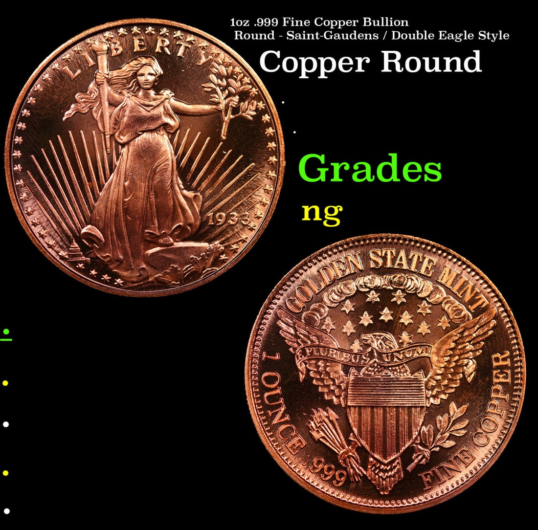 1oz .999 Fine Copper Bullion Round - Saint-Gaudens / Double Eagle Style (1 of 3)