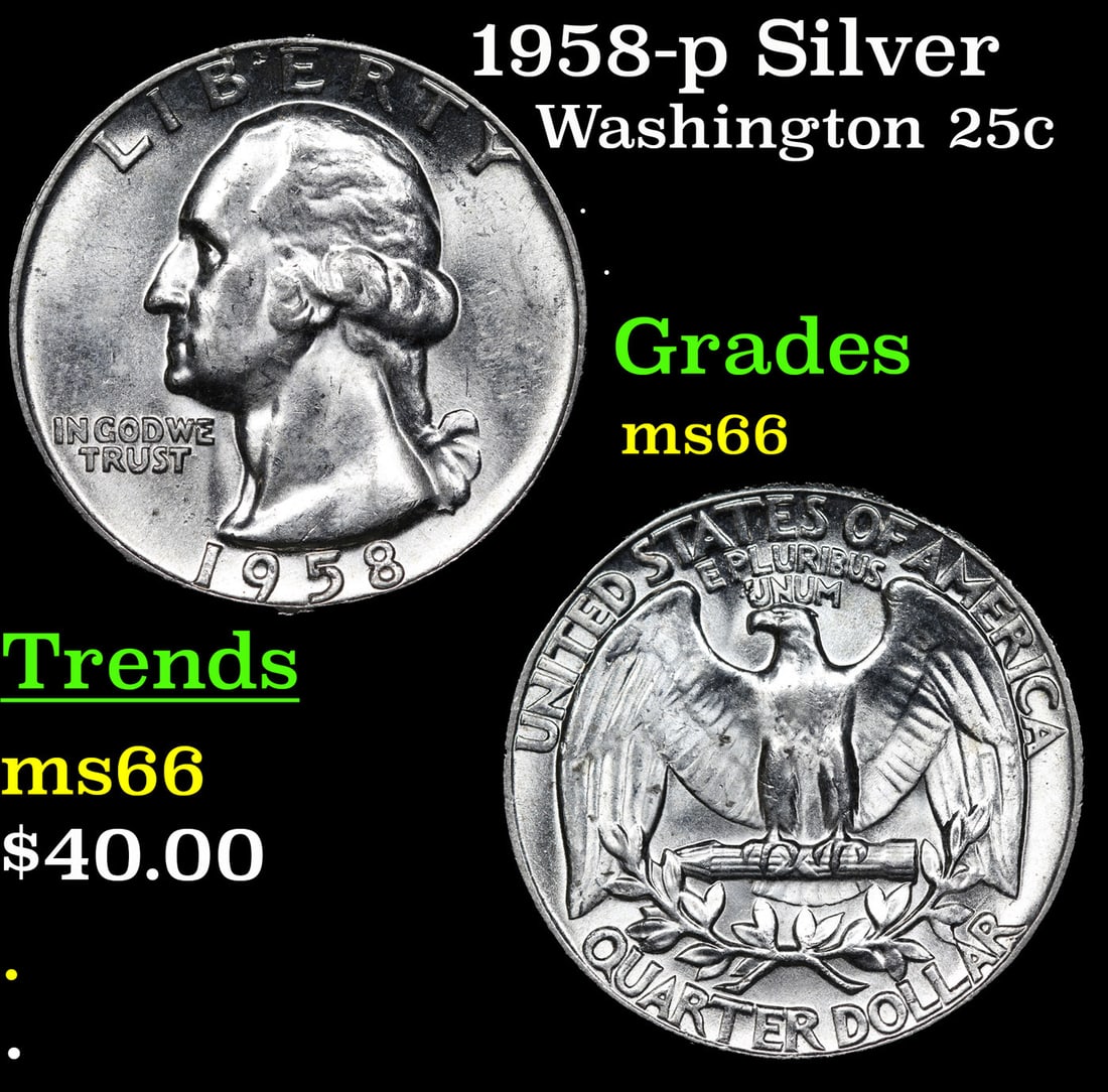 1958-p Washington Quarter Silver 25c Grades GEM+ Unc (1 of 3)