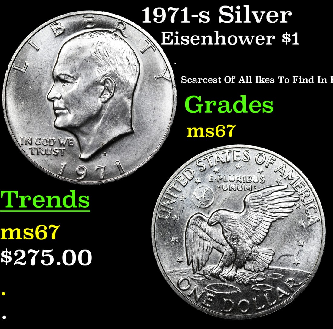 1971-s Silver Eisenhower Dollar $1 Grades GEM++ Unc (1 of 3)