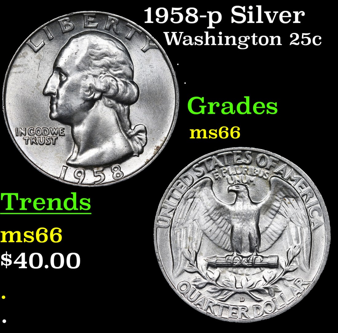 1958-p Washington Quarter Silver 25c Grades GEM+ Unc (1 of 3)