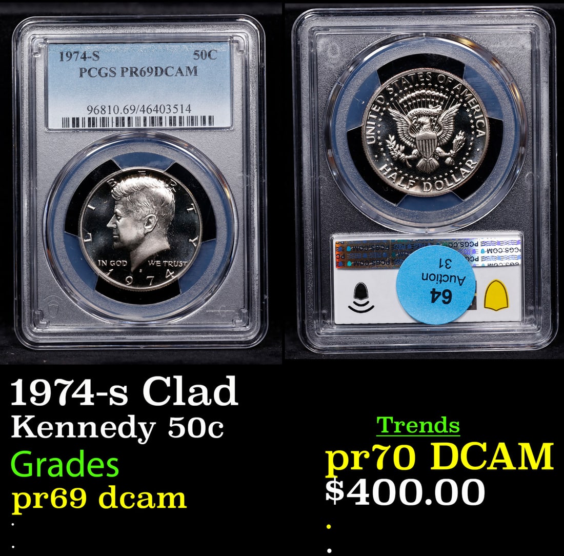 1974-s Clad Proof Kennedy Half Dollar 50c pr69 dcam PCGS (1 of 3)